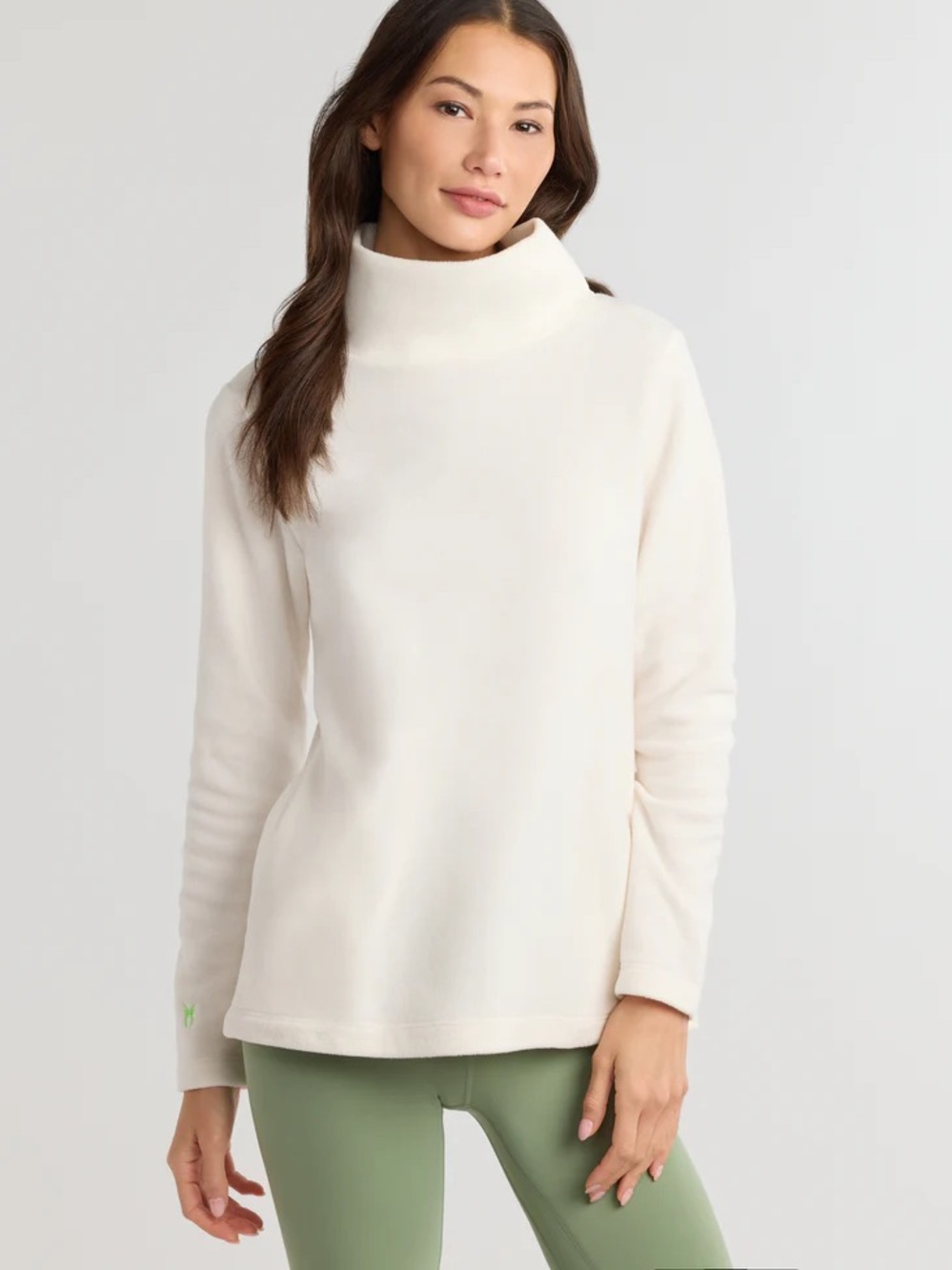 Dudley Stephens cobble‎ hill cream funnel neck long sleeve pullover fleece